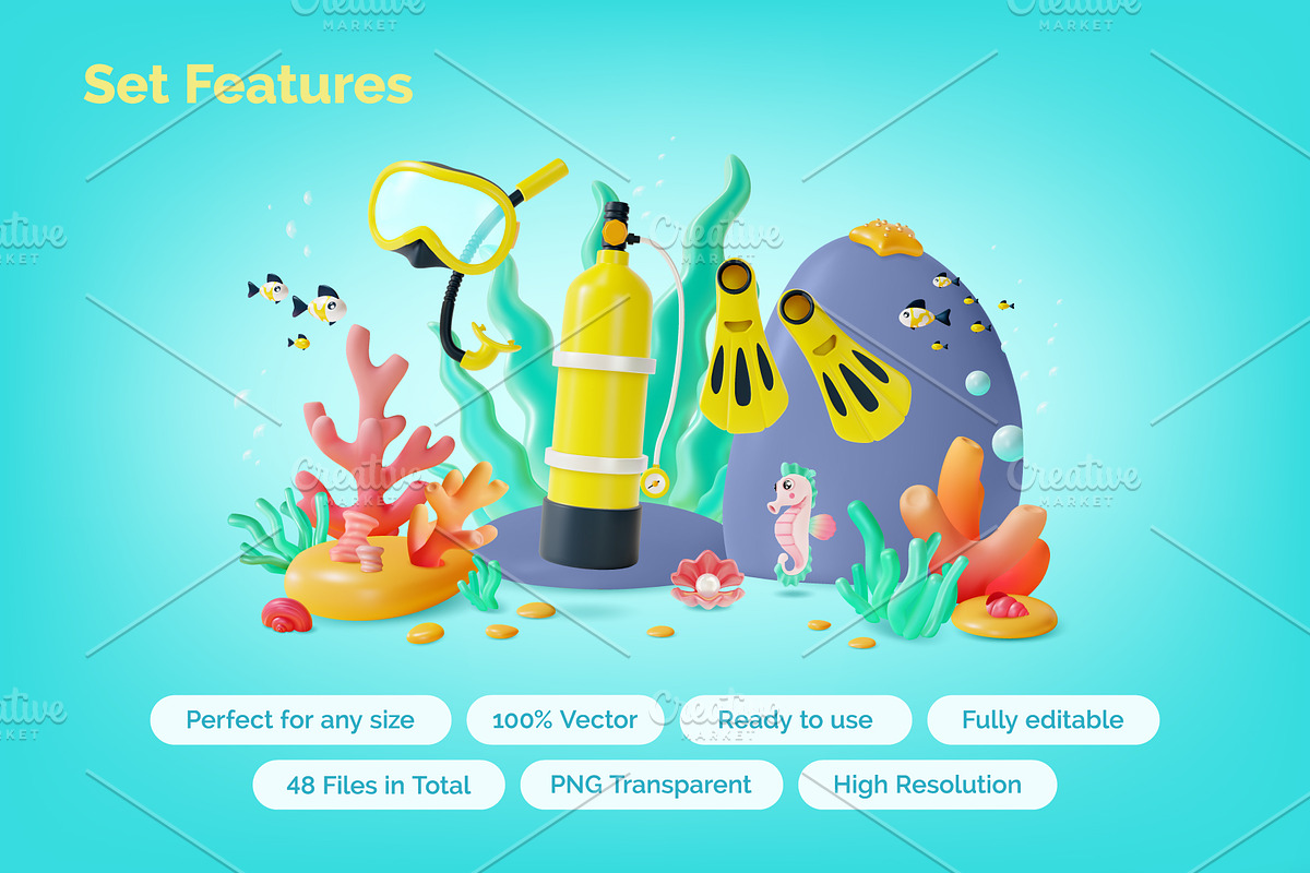 Underwater World and Diving Concept, an Object Graphic by 35lab (Photo 2 of 7)