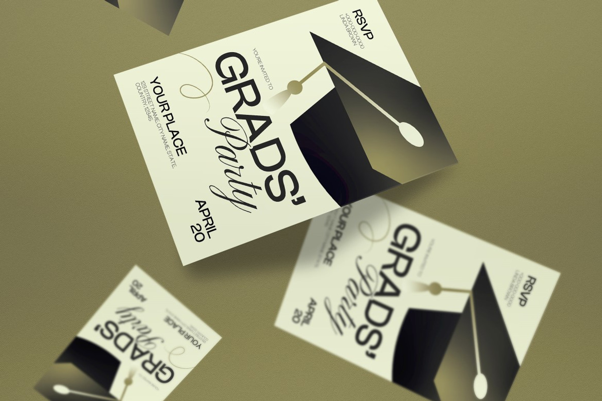 Cream Clean Graduation Invitation, an Invitation Template by graphicook (Photo 2 of 3)