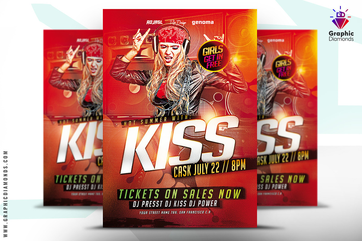 Summer Guest Female DJ Flyer, a Flyer Template by GraphicDiamonds (Photo 1 of 6)