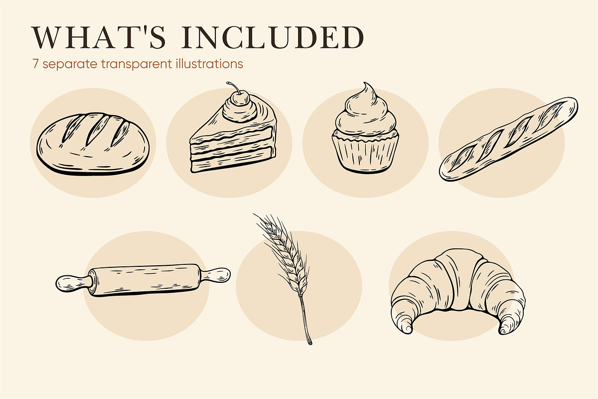 Hand-Drawn Bakery clipart set, a Food Illustration by Bielousova Art (Photo 2 of 3)