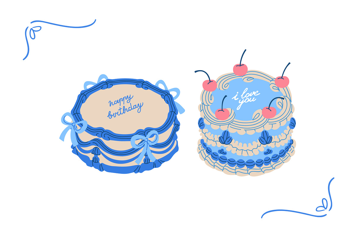 Vintage holiday cakes set, a Food Illustration by Good Studio (Photo 5 of 9)