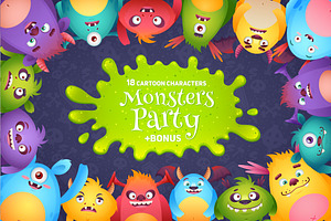 Funny Halloween Cartoon Monsters 
