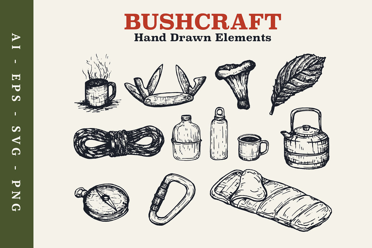 Hand Drawn Bushcraft Survival, an Illustration by Artolabs (Photo 4 of 6)