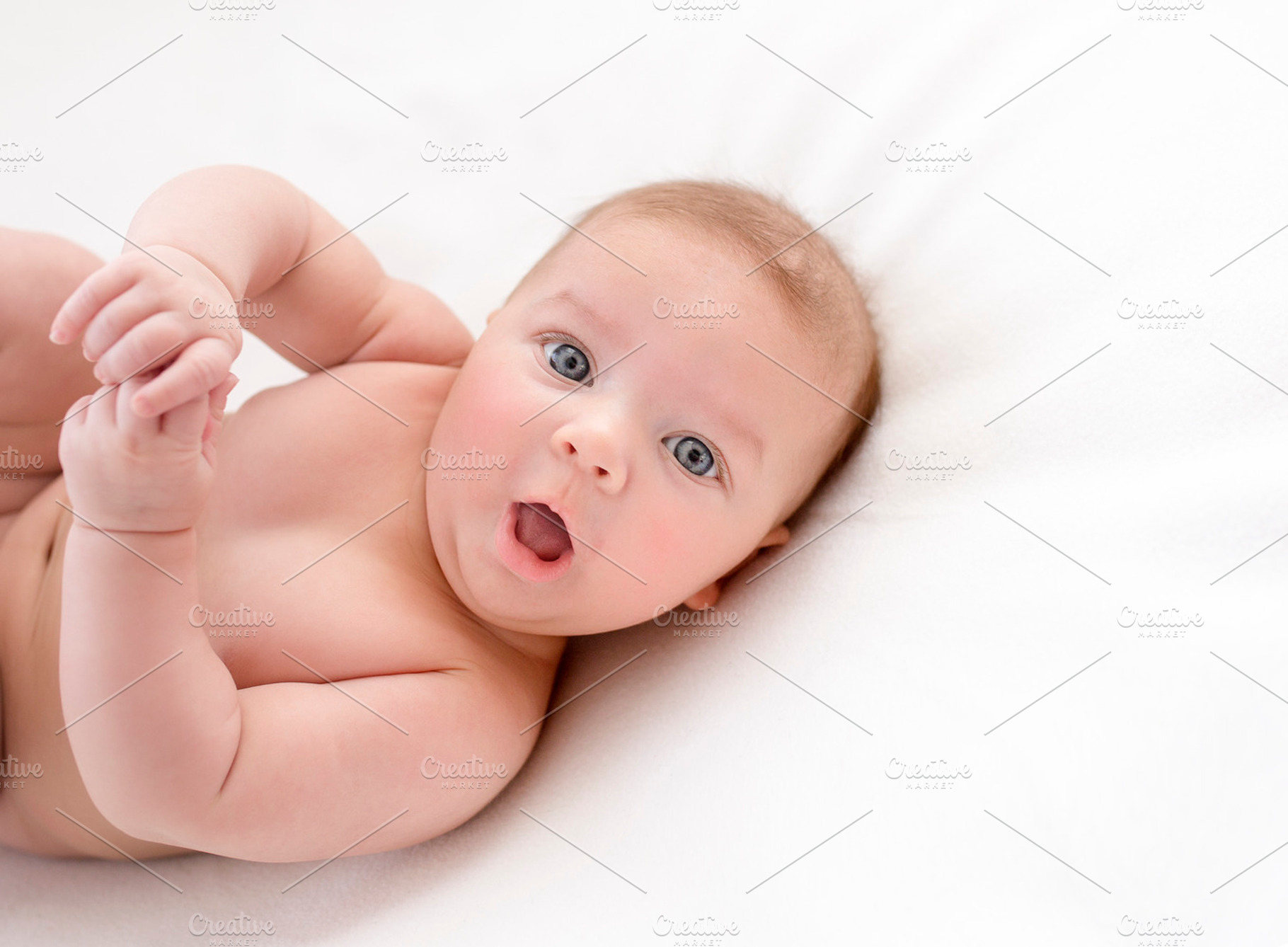 Cute baby on a white background containing adorable, baby, and girl, a Person Photo by Izdebska