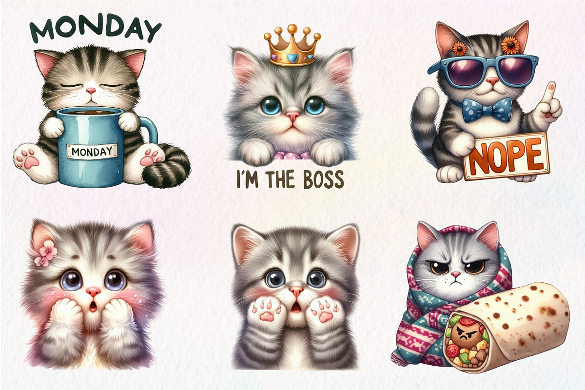 Funny Meme Cats Sublimation Clipart, an Illustration by CreationArt (Photo 4 of 5)