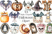 Sepia Coquette Halloween Clipart, an Illustration by DreamPrint404 (Thumbnail 1 of 5)