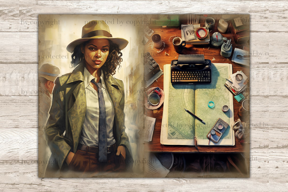 Detective Collage Sheet Black Woman, a Person Illustration by GlamArtZhanna (Photo 2 of 9)