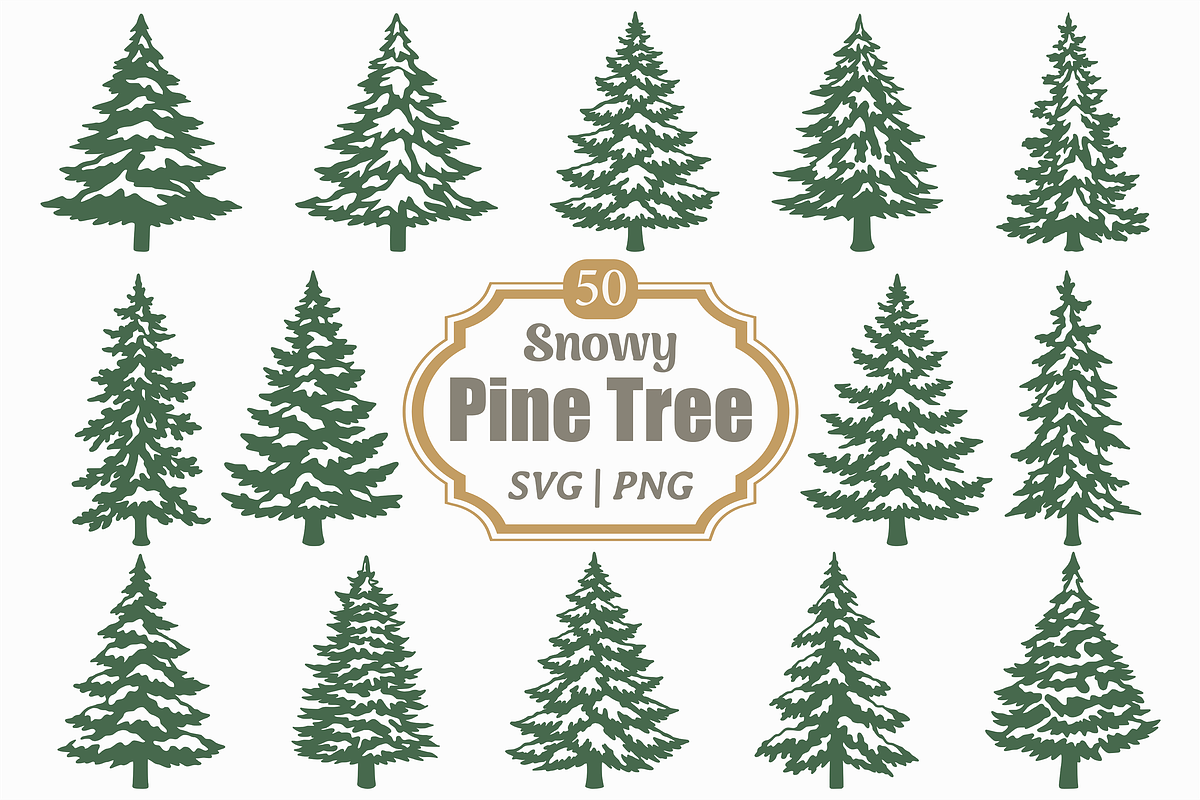 Snowy Pine Tree SVG PNG Bundle, a Seasonal Illustration by Kusumaillustration (Photo 1 of 14)
