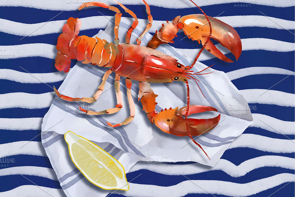 Fished & Fresh Seafood poster maker, a Food Illustration by Elena Dorosh (Photo 18 of 18)