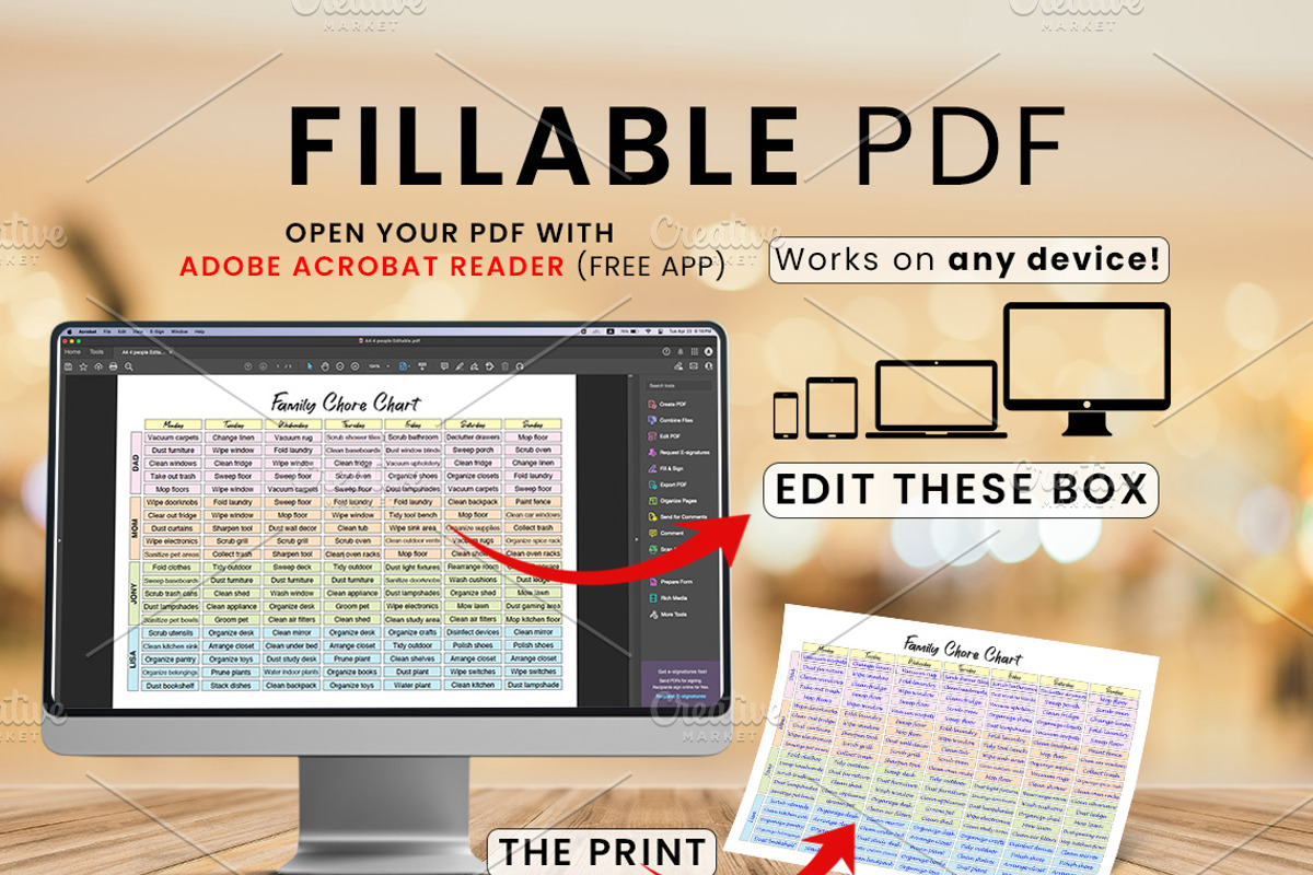 Editable Family Chore Chart, a Stationery Template by Graphicsnext (Photo 6 of 7)