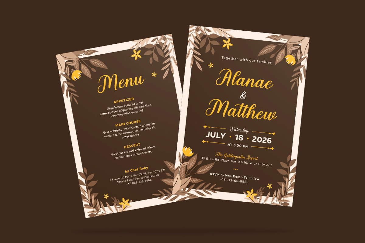 Minos Floral Wedding Invitation, an Invitation Template by iDoodle Studio (Photo 4 of 4)