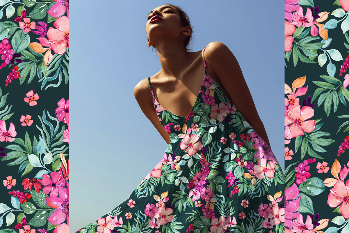 Tropical Summer Watercolor Pattern, a Pattern Graphic by Webvilla Studio (Photo 4 of 6)