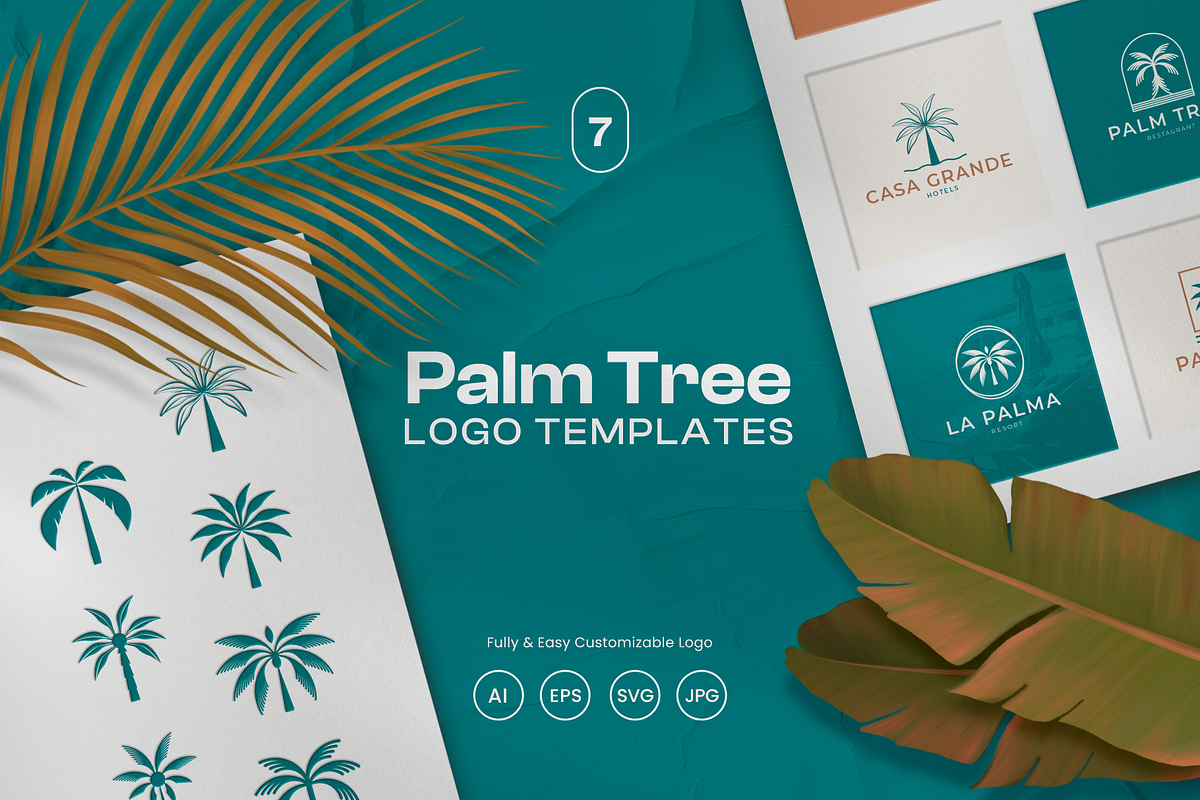 Palm Tree Logo Templates, a Branding & Logo Template by Rukuru Studio (Photo 1 of 5)