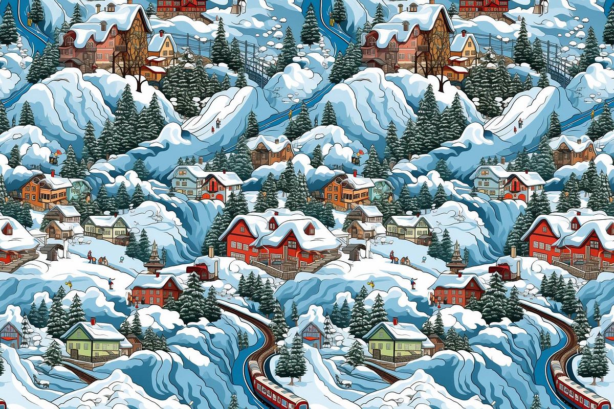 Alpine village pattern, a Pattern Graphic by AlexandraTret (Photo 1 of 3)