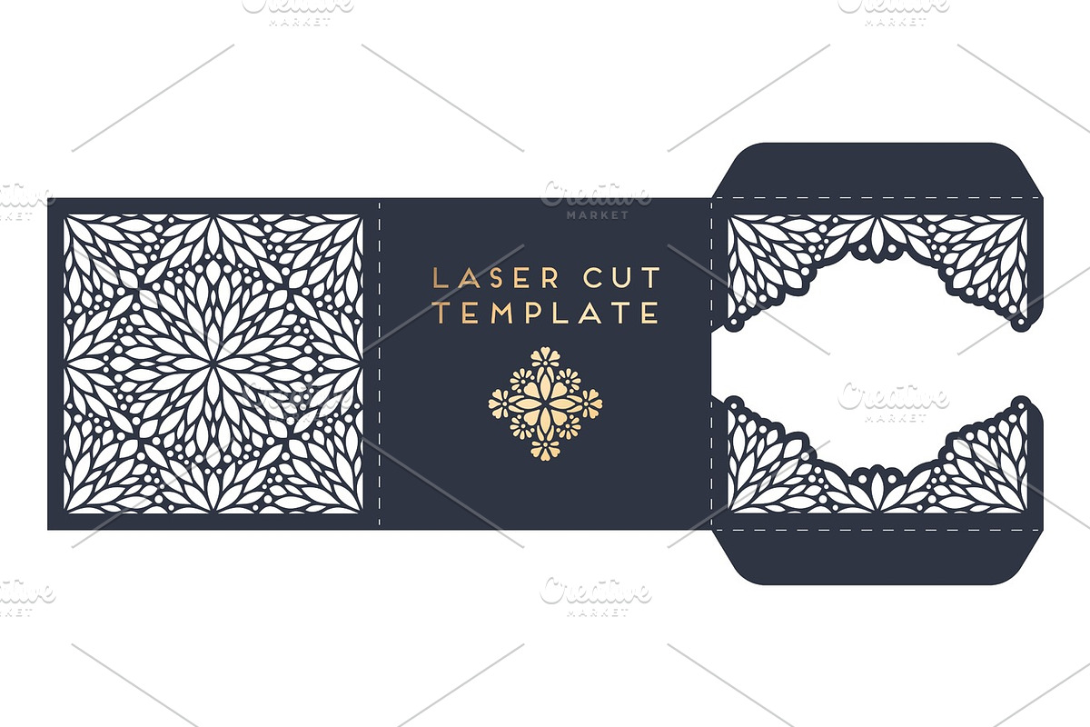 Vector wedding card laser cut template with mandala, a Card Template by Tori Shen