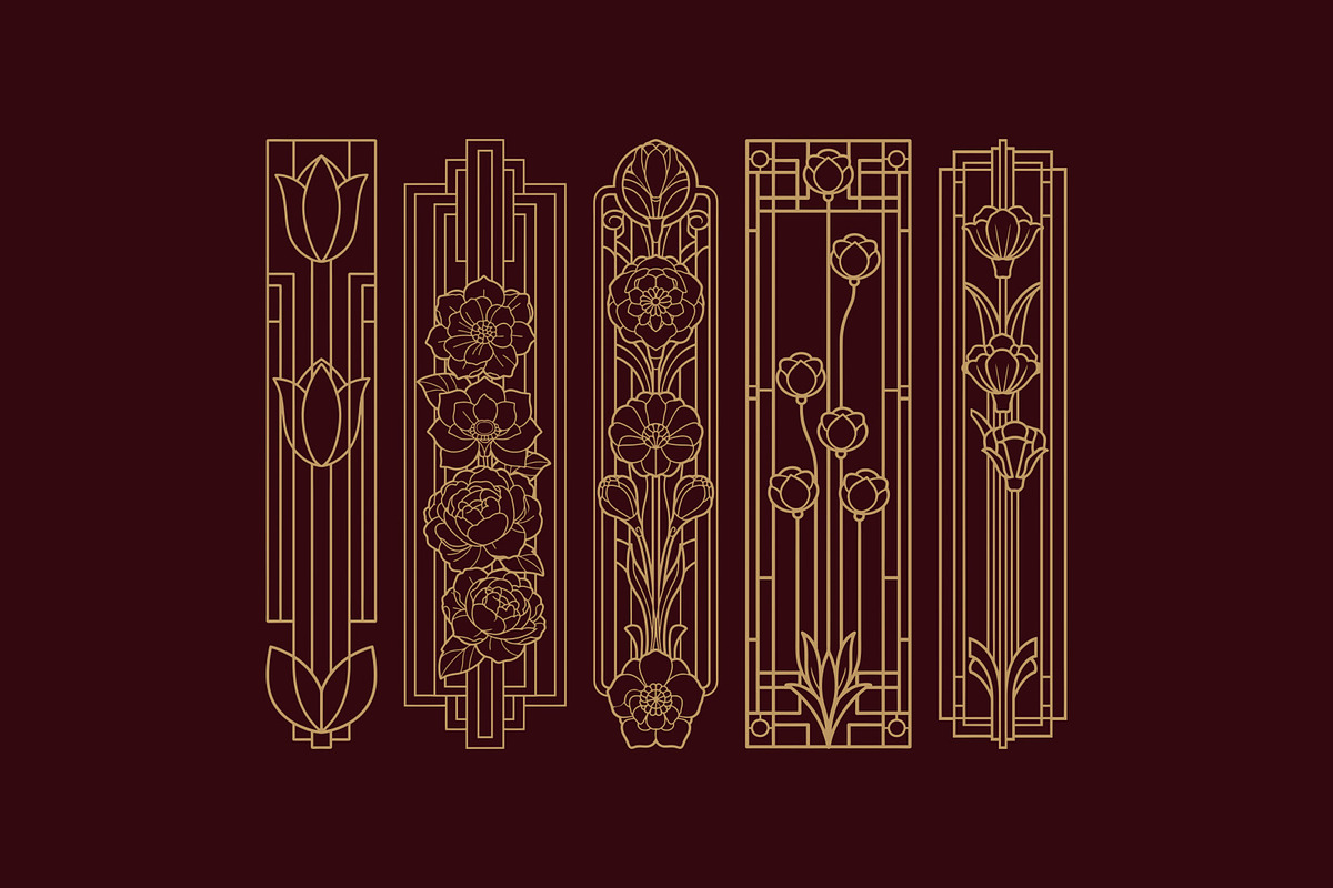 Art Deco 18 Floral Panels, a Decorative Illustration by Stanislav Kharchevskyi (Photo 4 of 4)