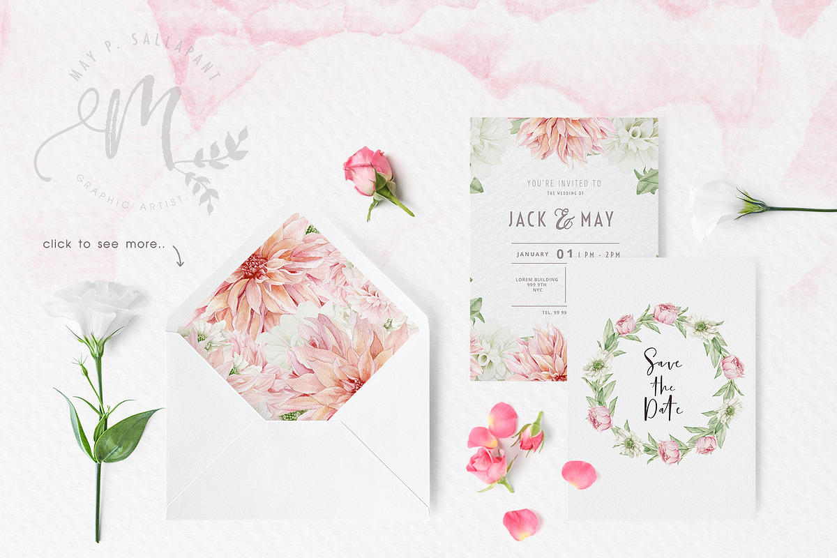 BlushPink Watercolor Floral Clipart, an Illustration by May • SHO (Photo 5 of 15)
