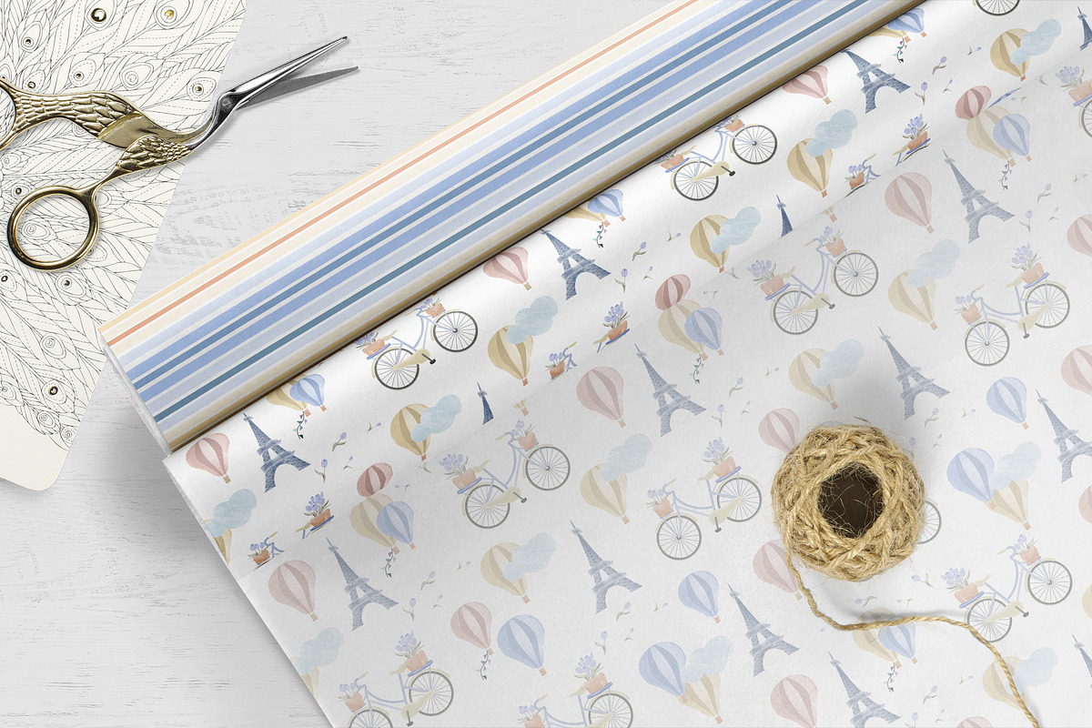 Watercolor Paris Seamless Patterns, a Pattern Graphic by Oksana Dovhopol Art (Photo 4 of 13)