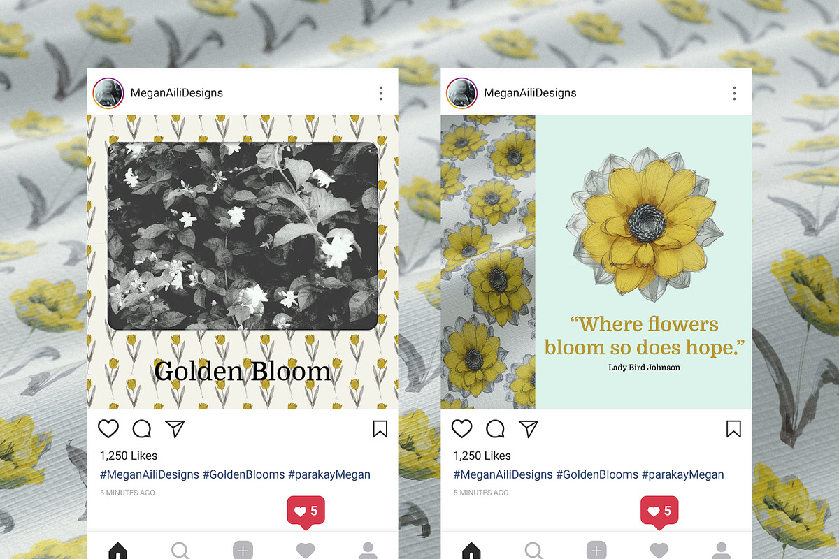 Golden Bloom: Floral Design Kit, a Pattern Graphic by Megan Aili Designs (Photo 3 of 10)