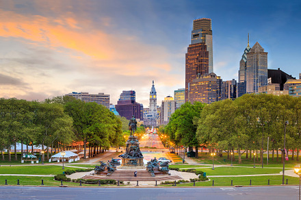 Philadelphia downtown skyline at sun stock photo containing philadelphia and, an Architecture Photo by f11photo