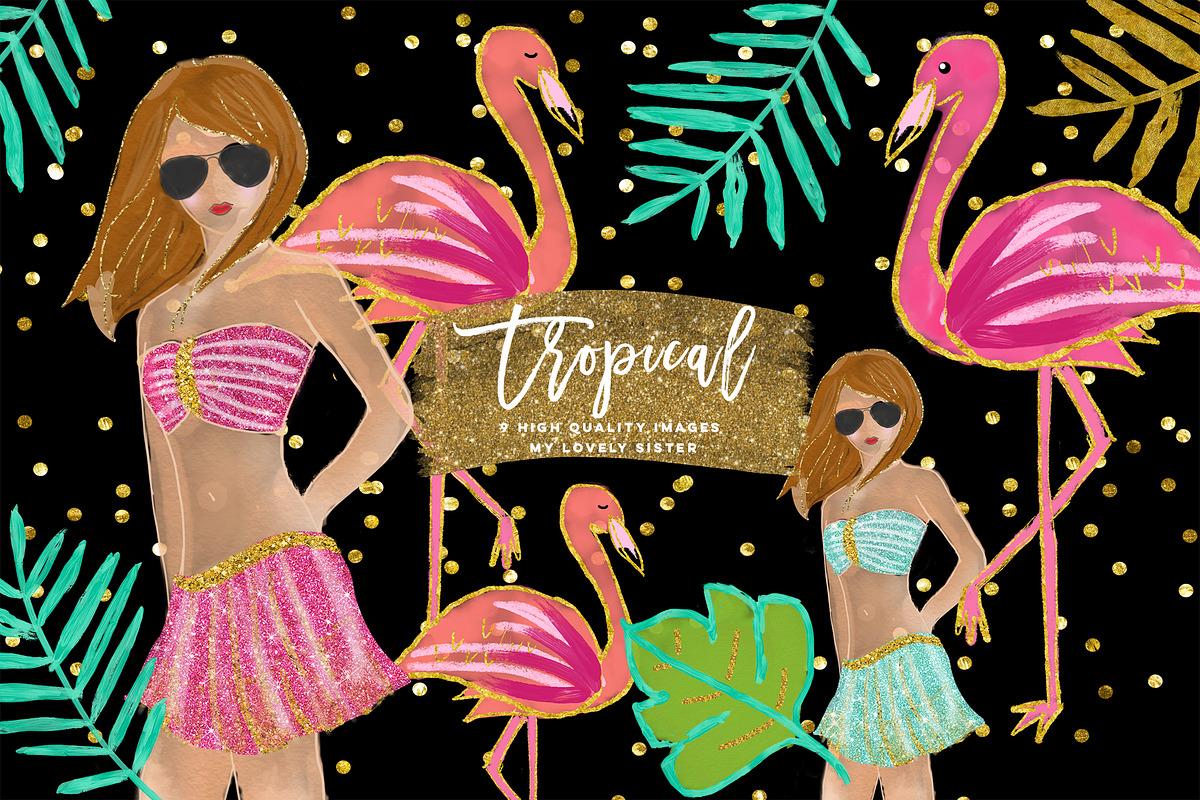 Tropical Clip Art, flamingo clipart, an Illustration by Sunflower Day Love (Photo 2 of 3)