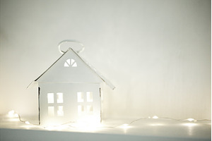 White house lantern illuminating, a Holiday Photo by Anna Efetova