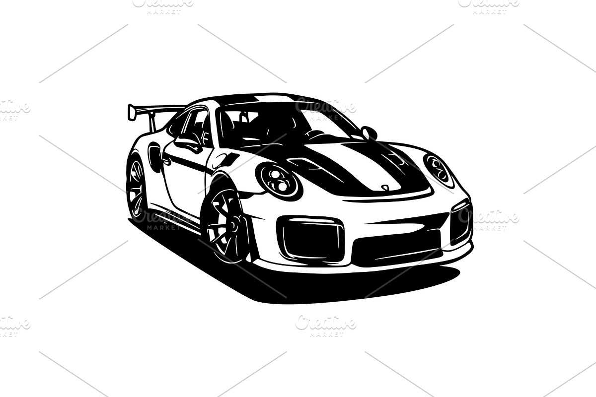 2018 911 GT2 RS Sport car - Classic, an Illustration by Digital-Clipart