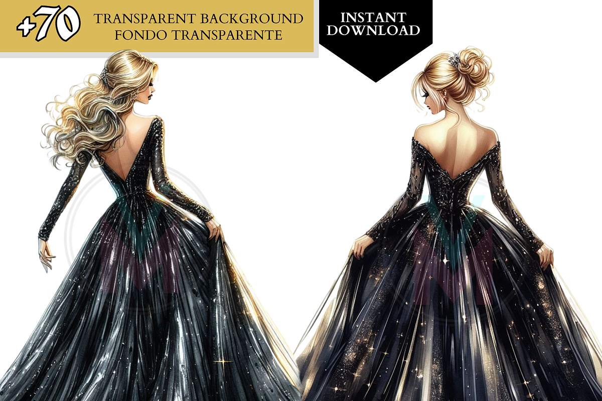 Princess Clipart Black Dress quince, a Person Illustration by VM PARTYS  BY TAIRUMA (Photo 5 of 10)