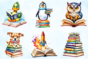 Cartoonish Reading Books Clipart, an Illustration by Craft Nest (Thumbnail 4 of 4)