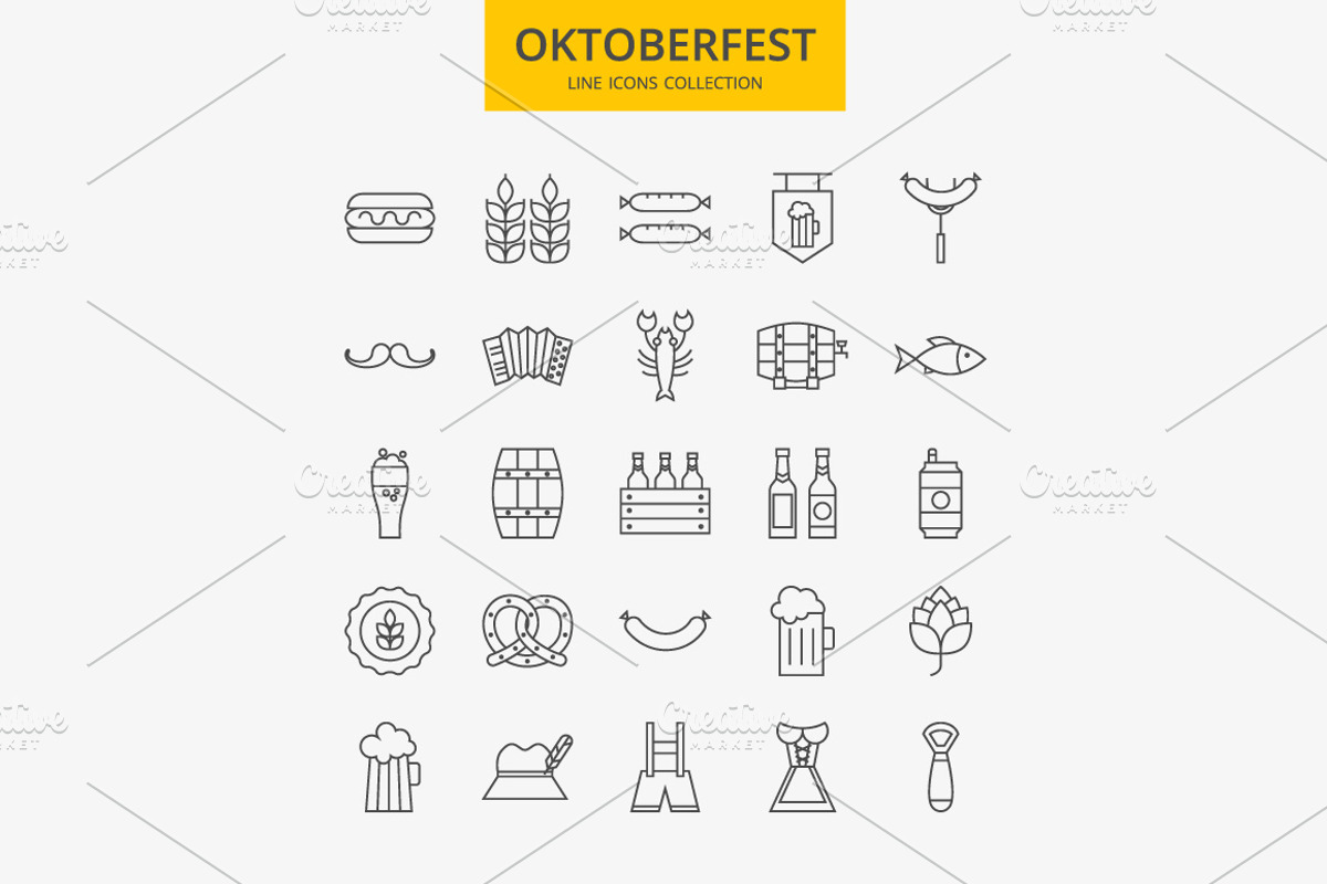 Oktoberfest Line Art Icons, an Outline Icon by Anna_leni (Photo 2 of 6)