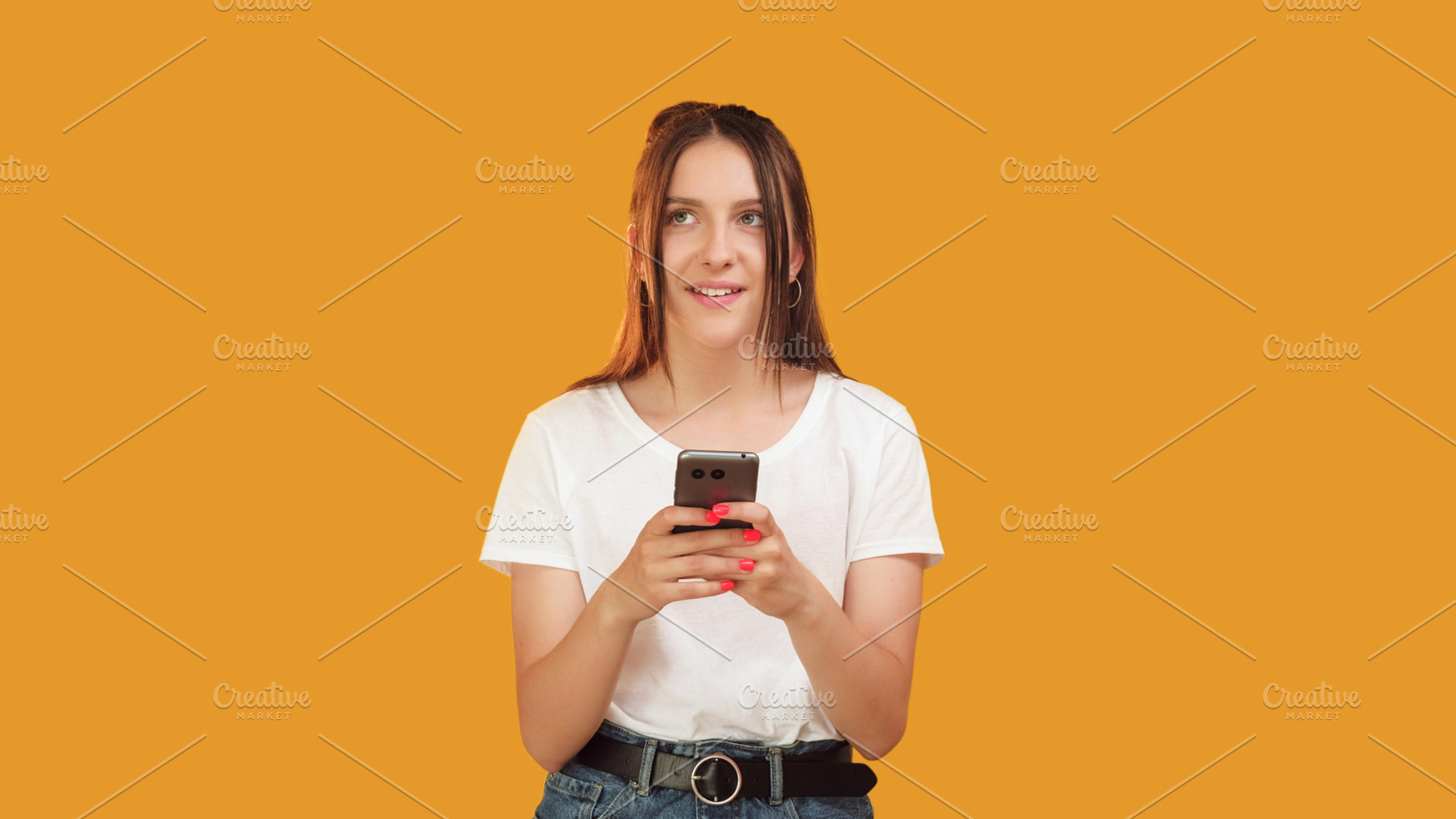 Smartphone chat. messenger online woman typing, a Person Photo by Photo Drive Studio