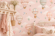 Pastel Air Balloon Nursery Wallpaper, a Wallpaper Graphic by by creative paper (Thumbnail 10 of 14)