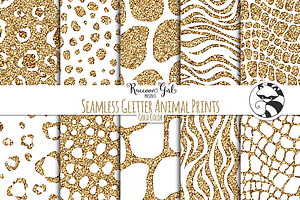 Seamless Glitter Animal Prints Gold