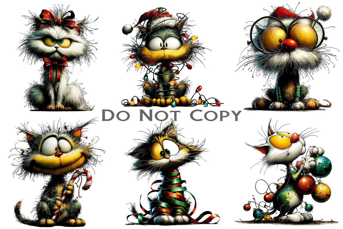 Whimsical Christmas Cat Clipart, an Illustration by Craft Nest (Photo 2 of 8)