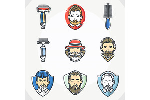 Various Mens Bearded Faces, Unique