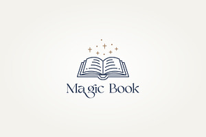 fantasy book magic star line art log, a Branding & Logo Template by Blazybone