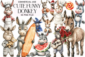 Cute Funny Donkey Sublimation Clipar, an Illustration by Daily.Designs