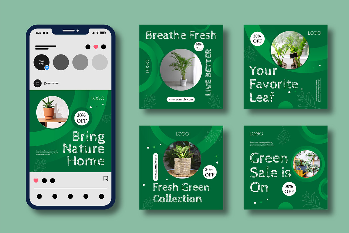 Modern Botanical Social Media Post, a Social Media Template by MightyDesign (Photo 2 of 8)