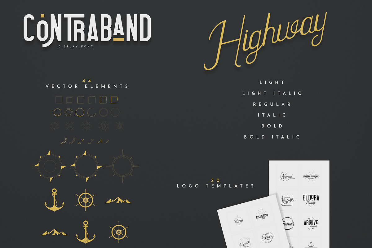 Highway Contraband - font duo + More preview 2