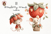 Strawberry Mouse Watercolor Clipart, an Animal Illustration by Nicolle's Colorful Art (Thumbnail 1 of 5)