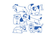 Funny doodle dogs, line art set, an Animal Illustration by PaperTrident (Thumbnail 3 of 4)