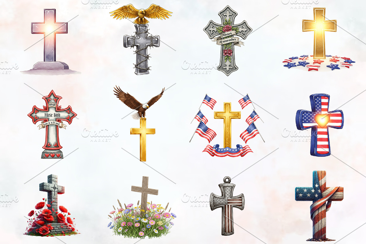 Memorial Day Cross Sublimation Png, an Illustration by RobertsArt (Photo 3 of 3)