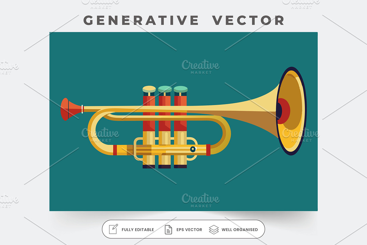 A colorful jazz trumpet showcases it, a Graphic by SouravDesign