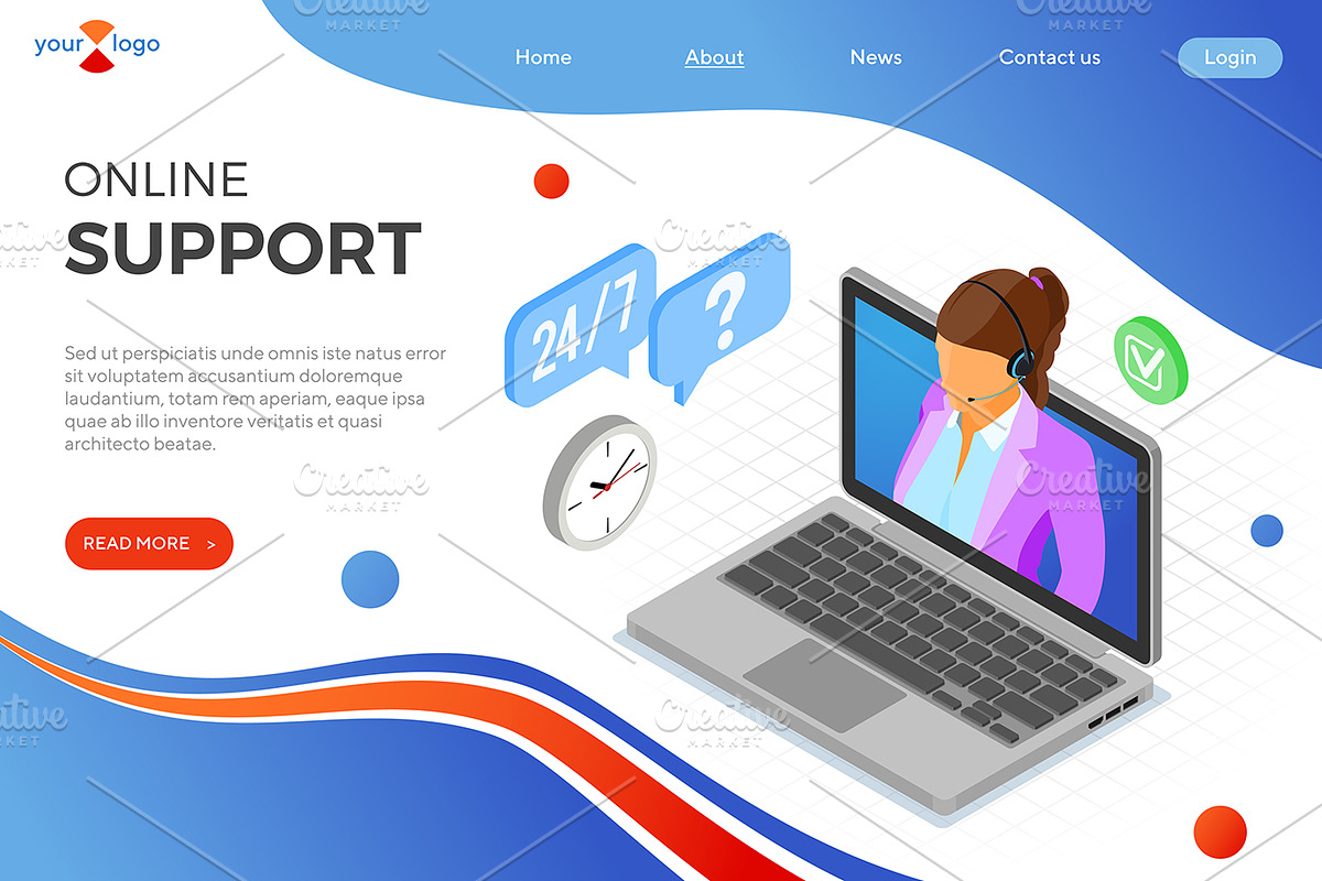 Isometric Online Customer Support, a Person Illustration by TAlex (Photo 5 of 6)