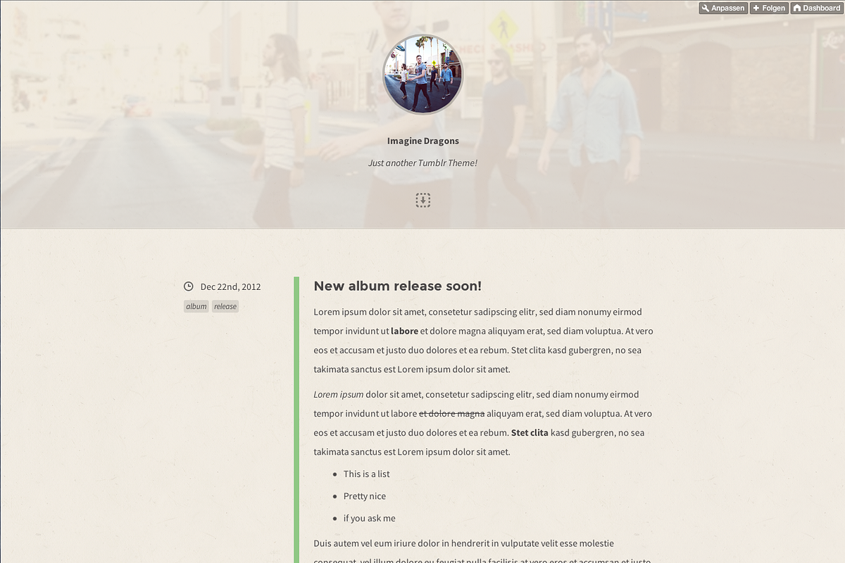 Bruit ~ a vintage tumblr theme, a Websites & App Template by Fabian Schultz (Photo 2 of 4)