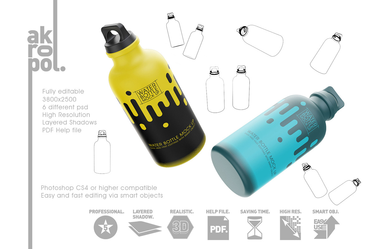 Reusable Water Bottle MockUp, a Cups & Container Mockup by akropol (Photo 8 of 8)