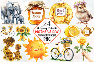 Sunny Yellow Mother's Day Cliparts, an Illustration by RobertsArt