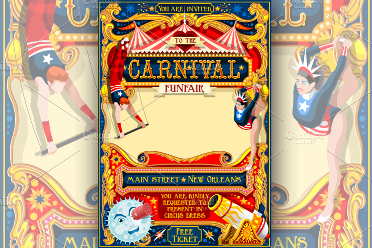 Circus Funfair Carnival Poster Theme, a Person Illustration by Aurielaki Stock Images