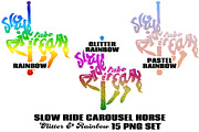 Rainbow & Glitter Carousel Horse PNG, an Illustration by AlexandHer Digital Art (Thumbnail 4 of 8)