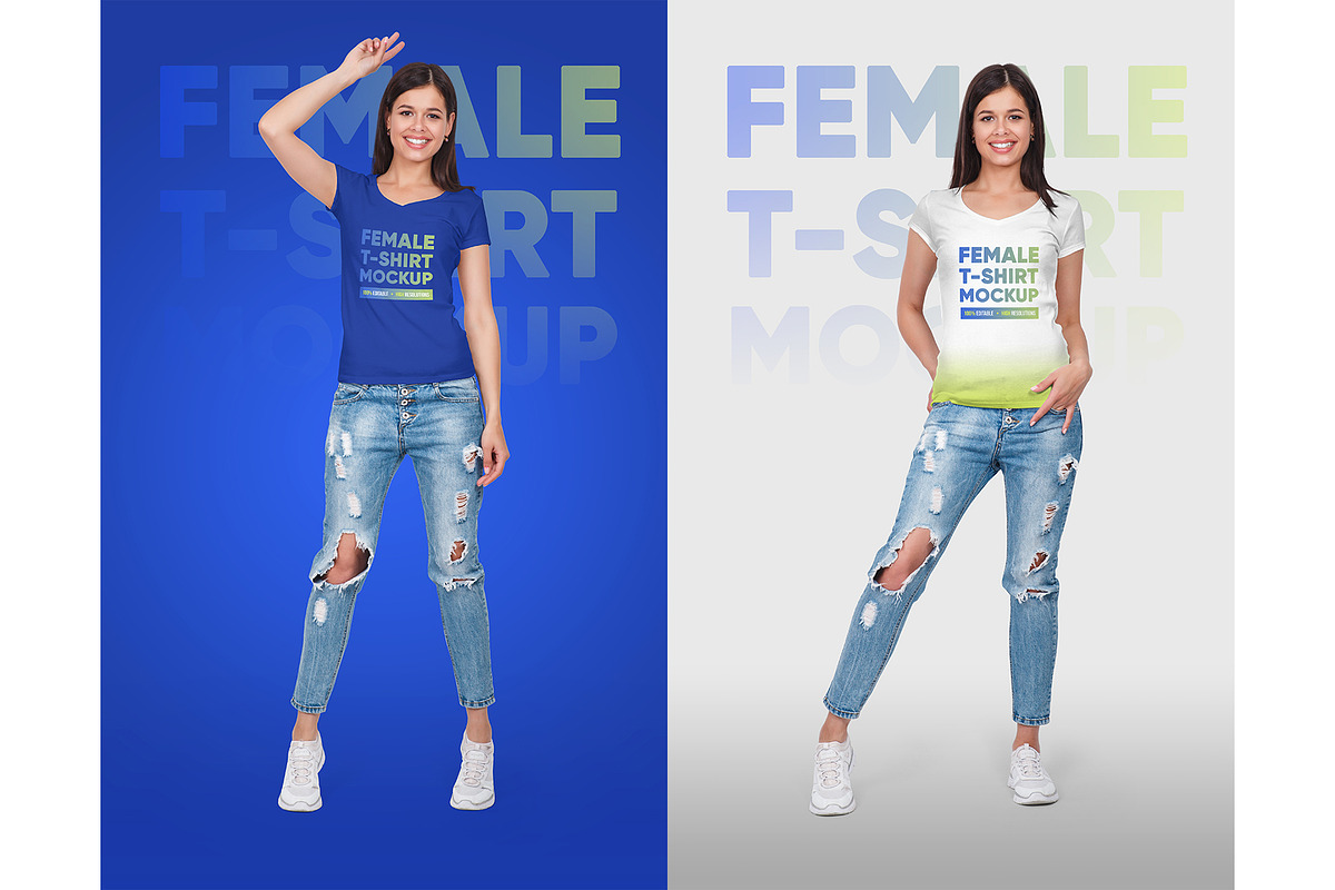 Female V-Neck T-Shirt Mockup Vol 2, a Shirt Mockup by Hi, Mock-Up! (Photo 7 of 10)